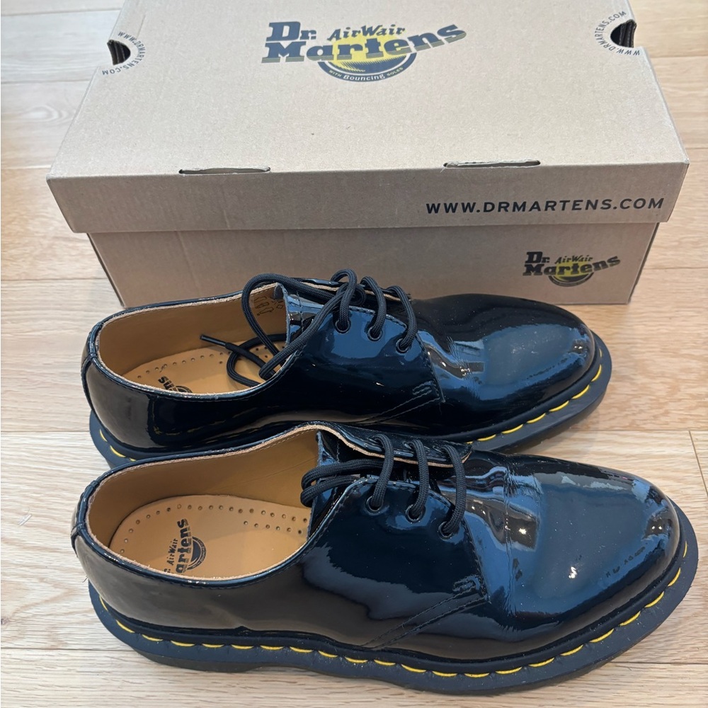 Dr. Martens Women’s Black Patent 1461 Lace-Up Shoes - Picture 2 of 8